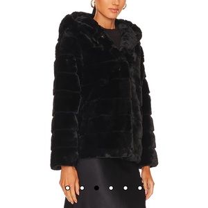 Aparis faux fur short black hooded Goldie coat size XS